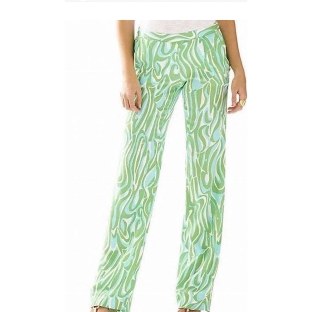 LILLY PULITZER CAMBRIDGE PULLON PALAZZO PANTS FINDERS KEEPERS BLUE GREEN XL